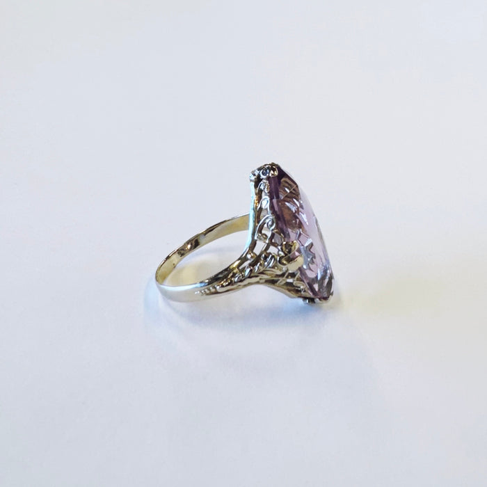 Fancy Shape Amethyst Filigree Ring