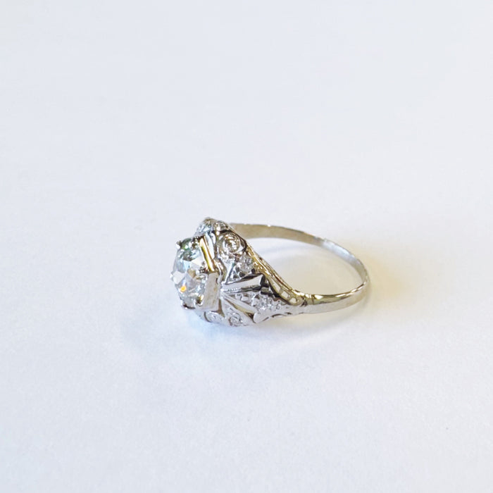 1.30ct Platinum Art Deco Filigree Ring