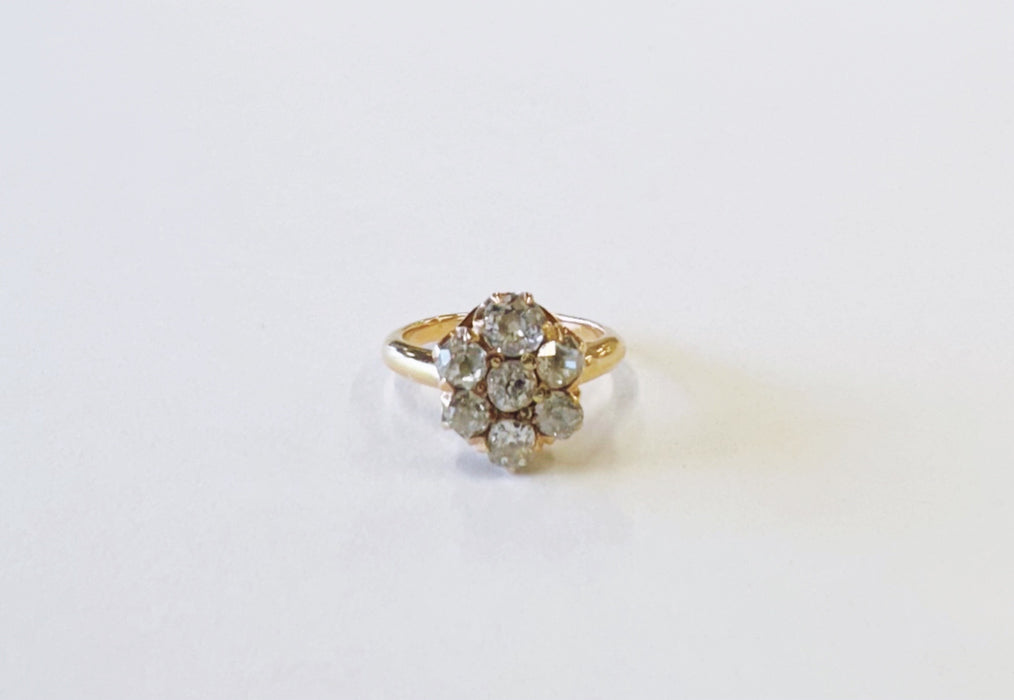 Victorian Mine Cut Cluster Ring