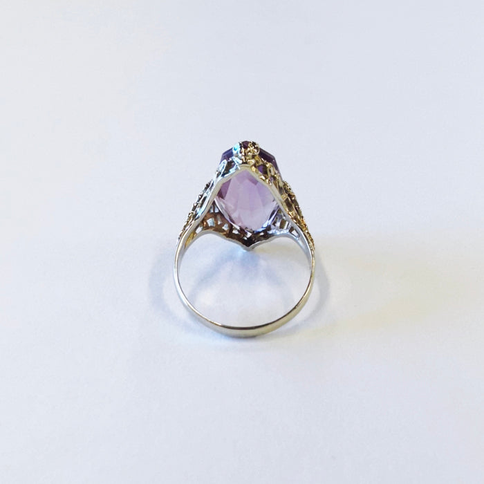 Fancy Shape Amethyst Filigree Ring