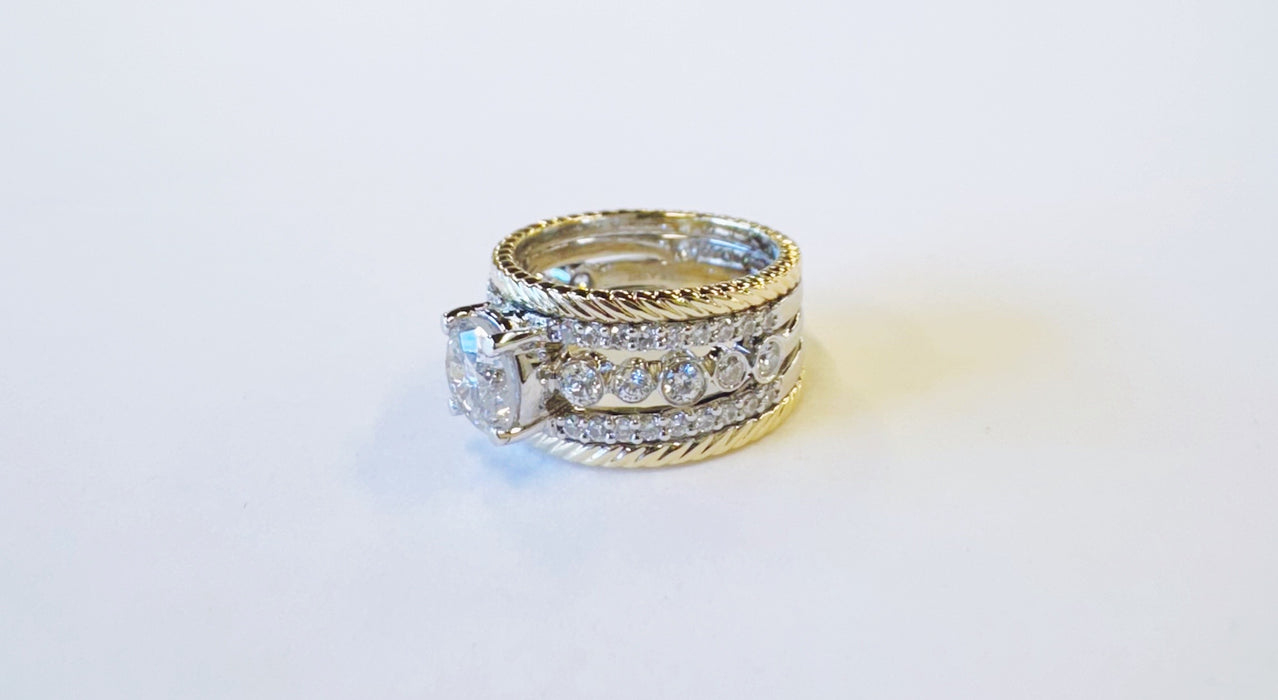 1.48ct Two Tone Stacked Diamond Ring