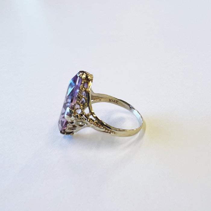 Fancy Shape Amethyst Filigree Ring