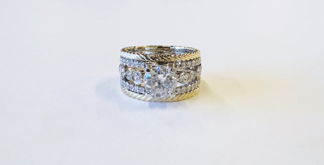 1.48ct Two Tone Stacked Diamond Ring