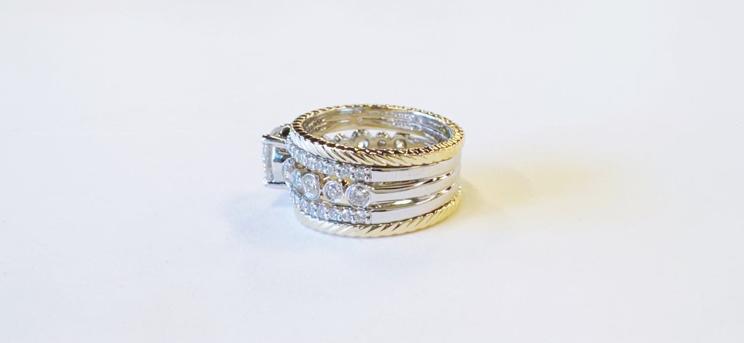 1.48ct Two Tone Stacked Diamond Ring