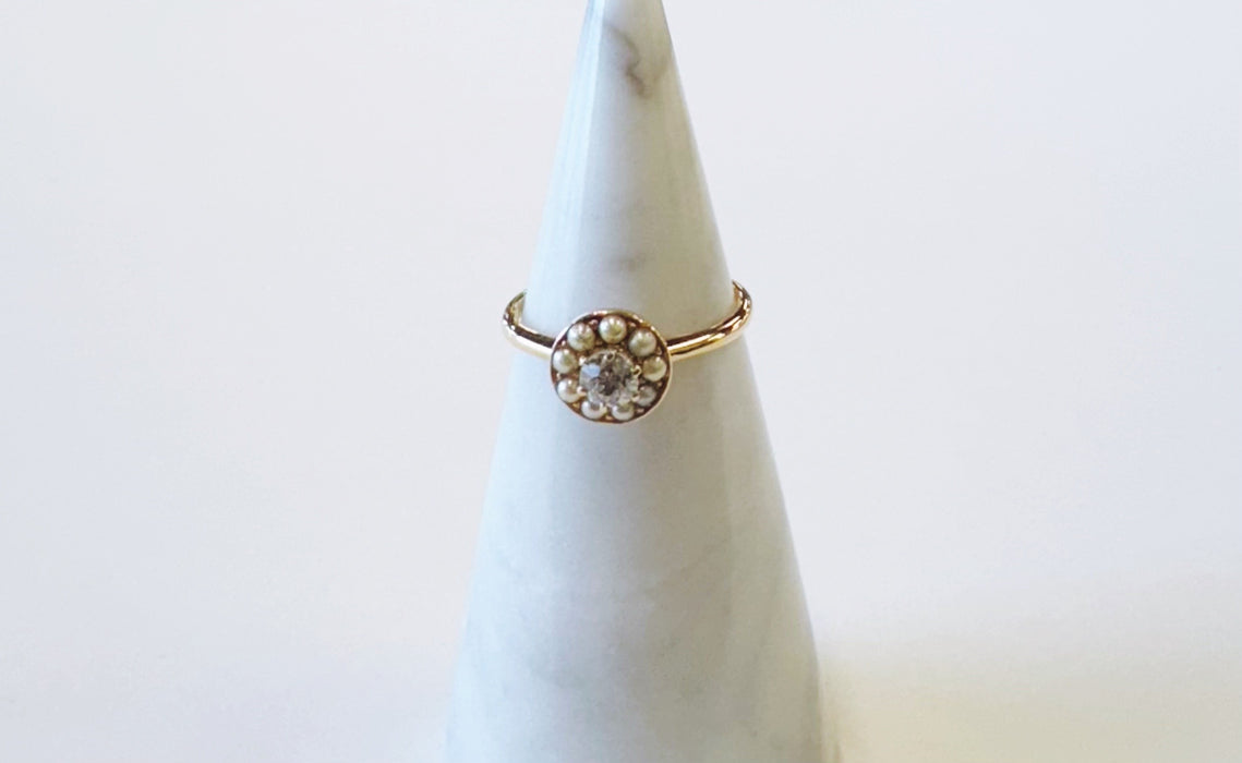 Victorian Seed Pearl and Diamond Ring