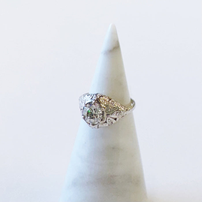1.30ct Platinum Art Deco Filigree Ring