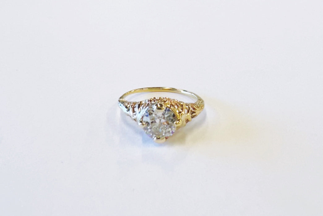 1920s Yellow Gold Filigree Diamond Ring