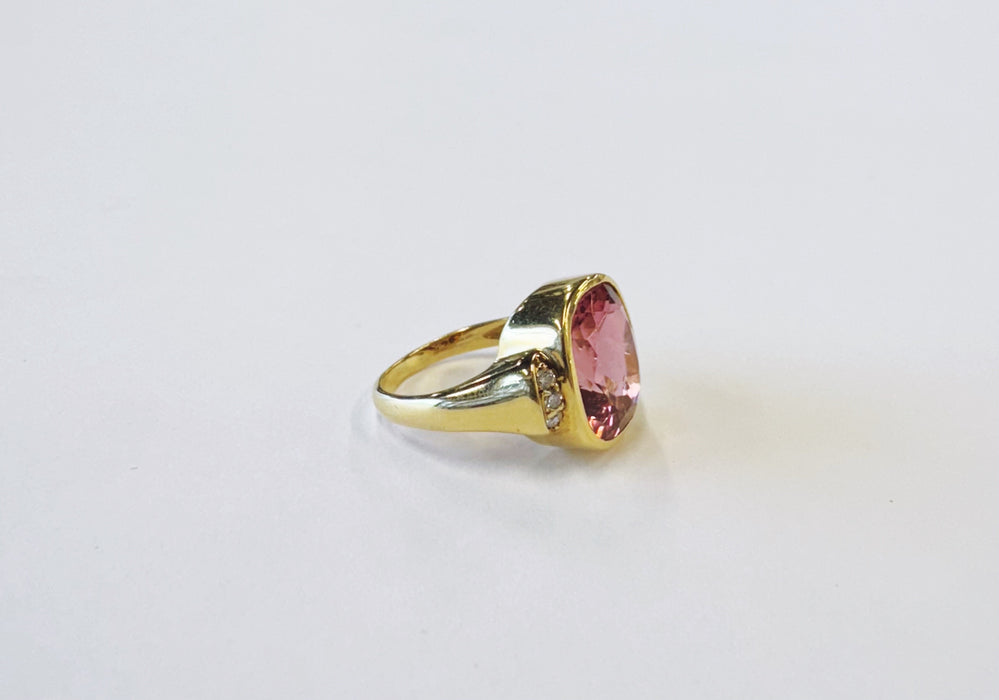 Custom Pink Tourmaline Bezel Ring
