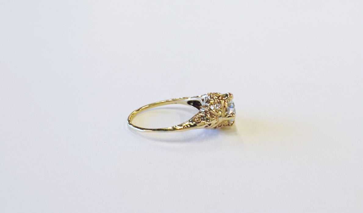 1920s Yellow Gold Filigree Diamond Ring