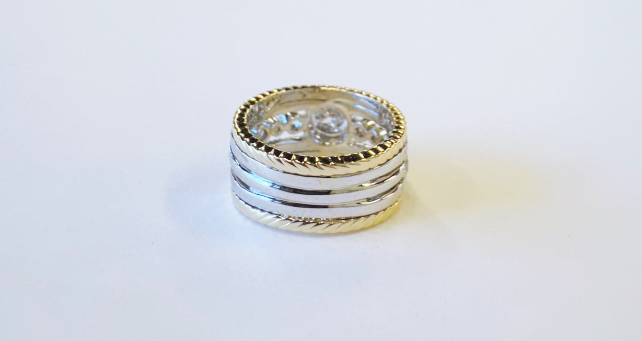1.48ct Two Tone Stacked Diamond Ring