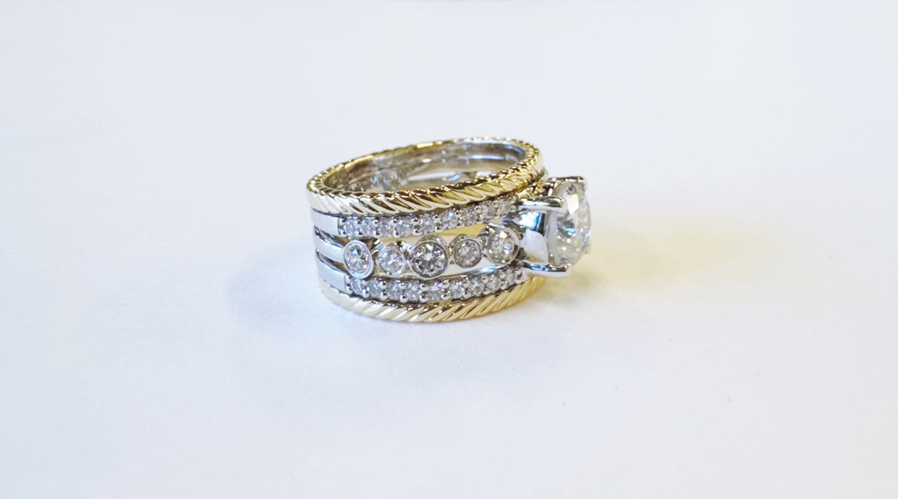 1.48ct Two Tone Stacked Diamond Ring