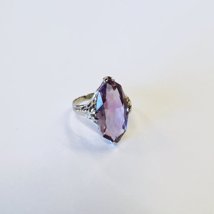 Fancy Shape Amethyst Filigree Ring