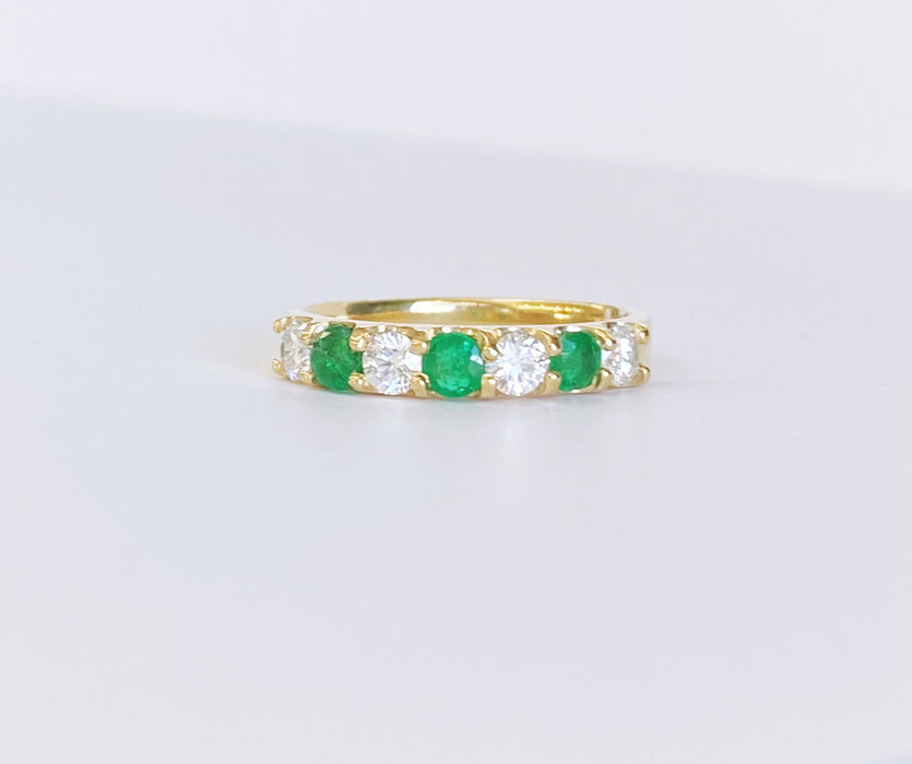 Custom 3 Emerald, 4 Diamond Band 18k