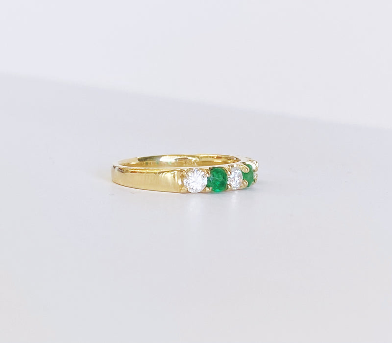 Custom 3 Emerald, 4 Diamond Band 18k