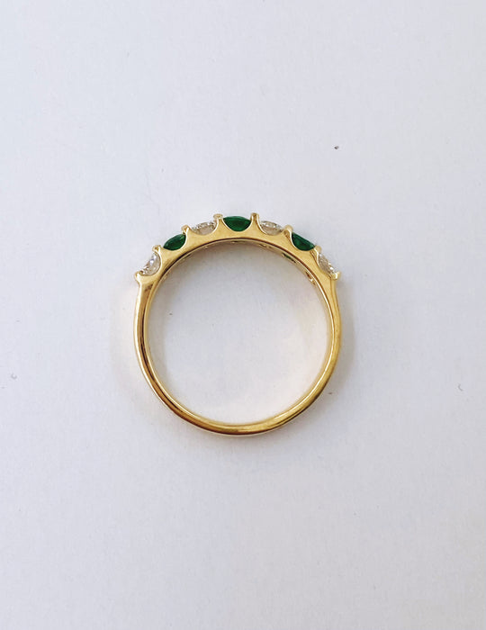 Custom 3 Emerald, 4 Diamond Band 18k