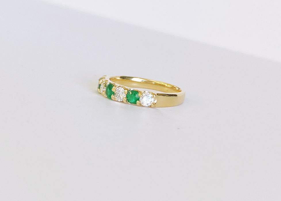 Custom 3 Emerald, 4 Diamond Band 18k