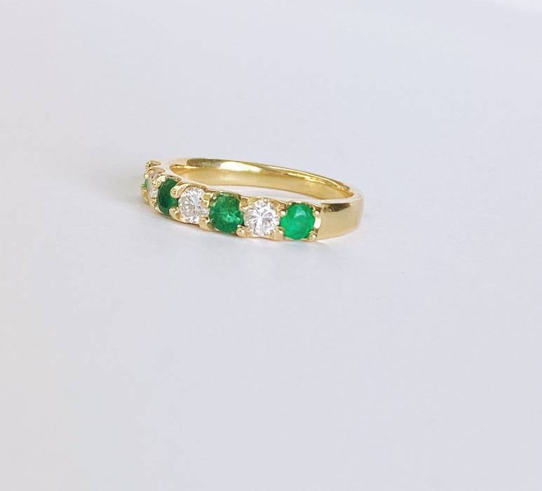 Custom Emerald (4) and Diamond (3) 18K Band
