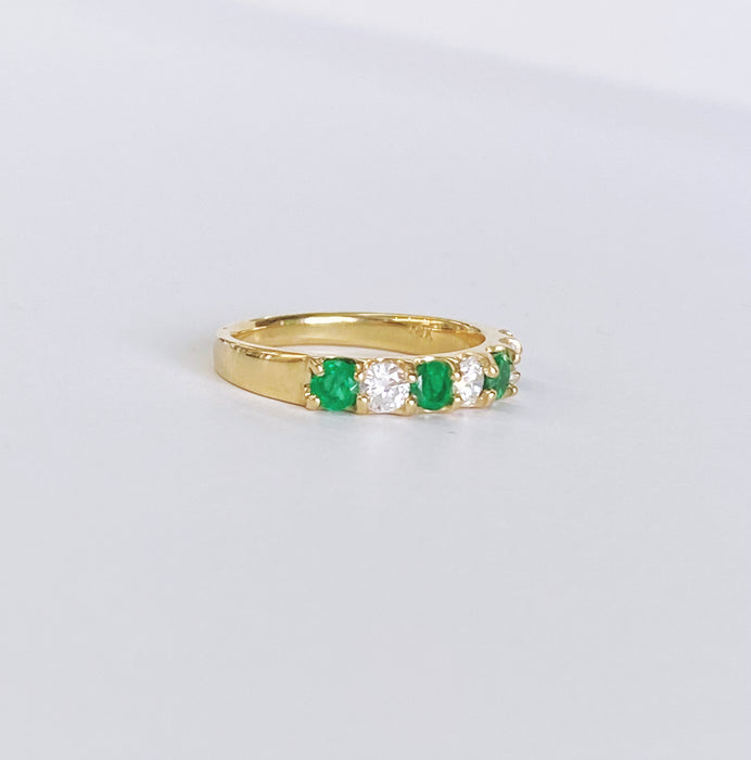 Custom Emerald (4) and Diamond (3) 18K Band