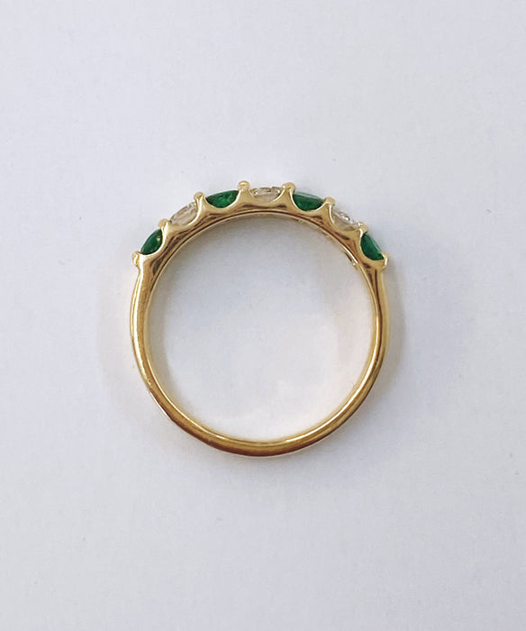 Custom Emerald (4) and Diamond (3) 18K Band