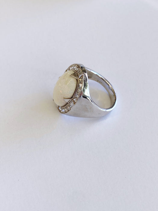 Custom Opal and Diamond Ring