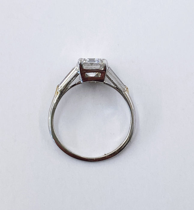 Emerald cut and Baguette Platinum Ring