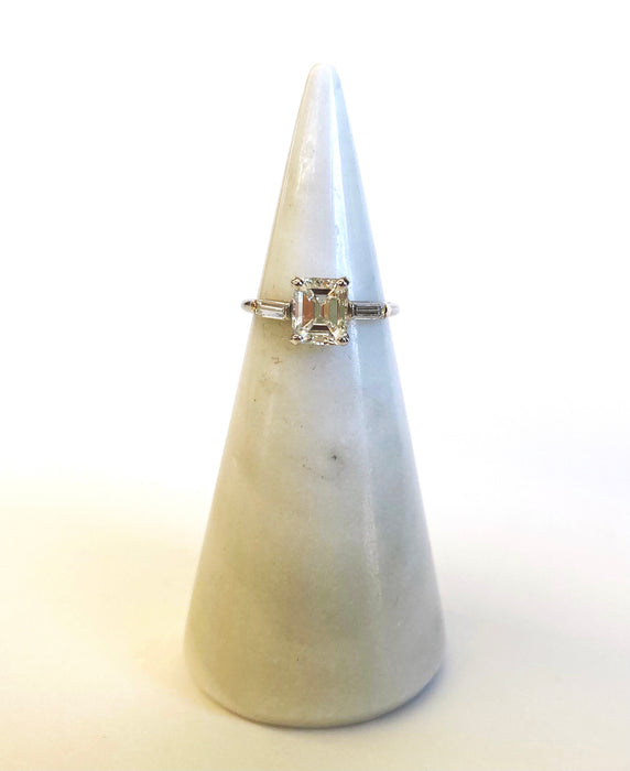 Emerald cut and Baguette Platinum Ring