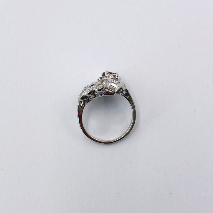 Retro Ruby and Diamond Cocktail Ring