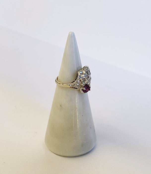 Retro Ruby and Diamond Cocktail Ring