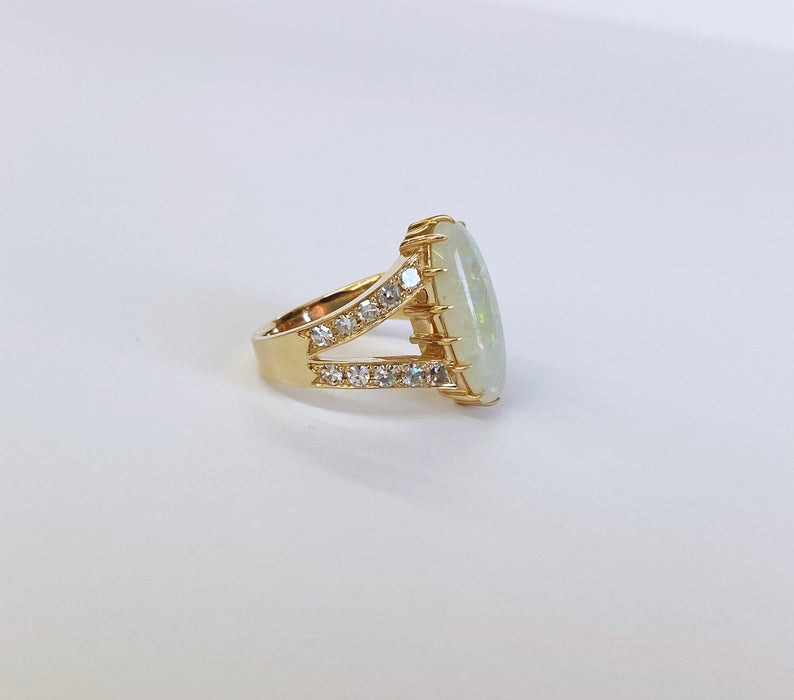 Custom Opal and Diamond Ring