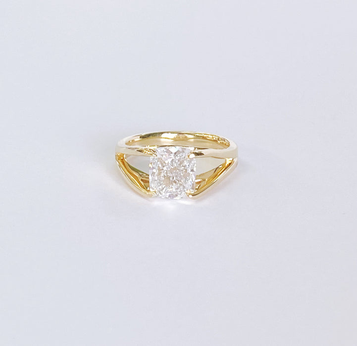 Custom Cushion Diamond Split Shank Ring
