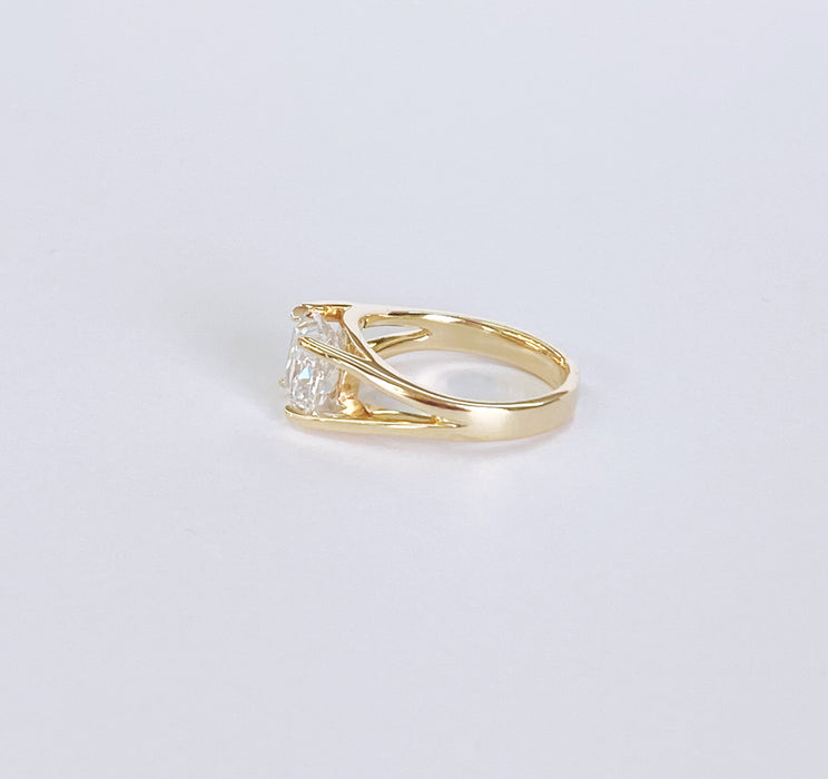 Custom Cushion Diamond Split Shank Ring