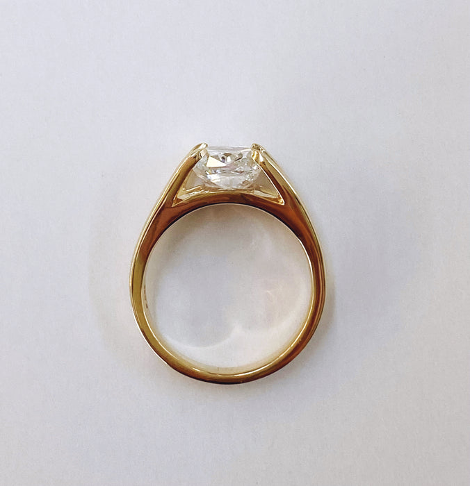Custom Cushion Diamond Split Shank Ring