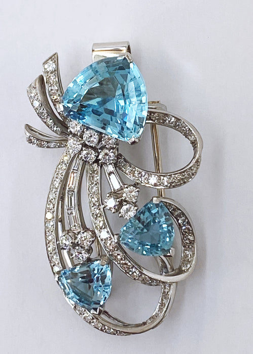 Aquamarine and Diamond Brooch/Pendant