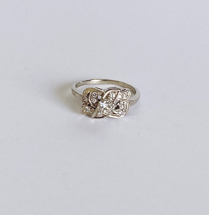 1950's Diamond White Gold Bow Ring