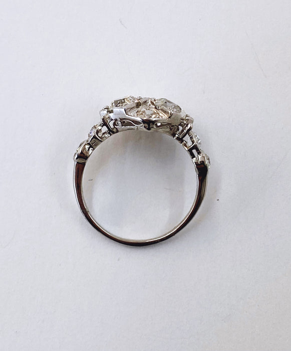 Vintage 4 Center Diamond Platinum Ring