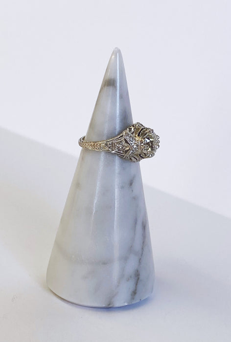 1.78ct European cut Diamond Antique Ring with Sapphire Accent