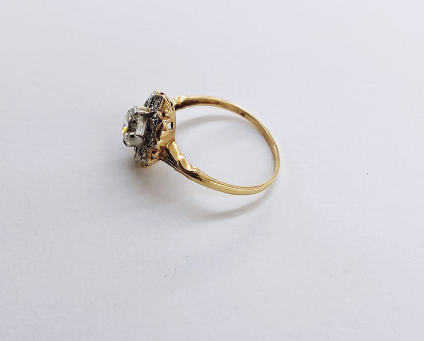 1.08 carat Mid-Century Two Tone Ring