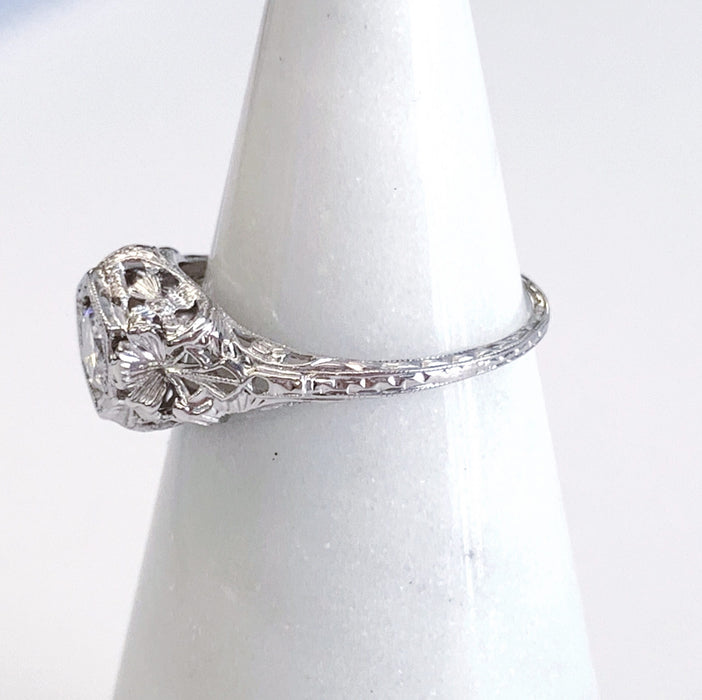 0.48 carat European cut Diamond Filigree Ring
