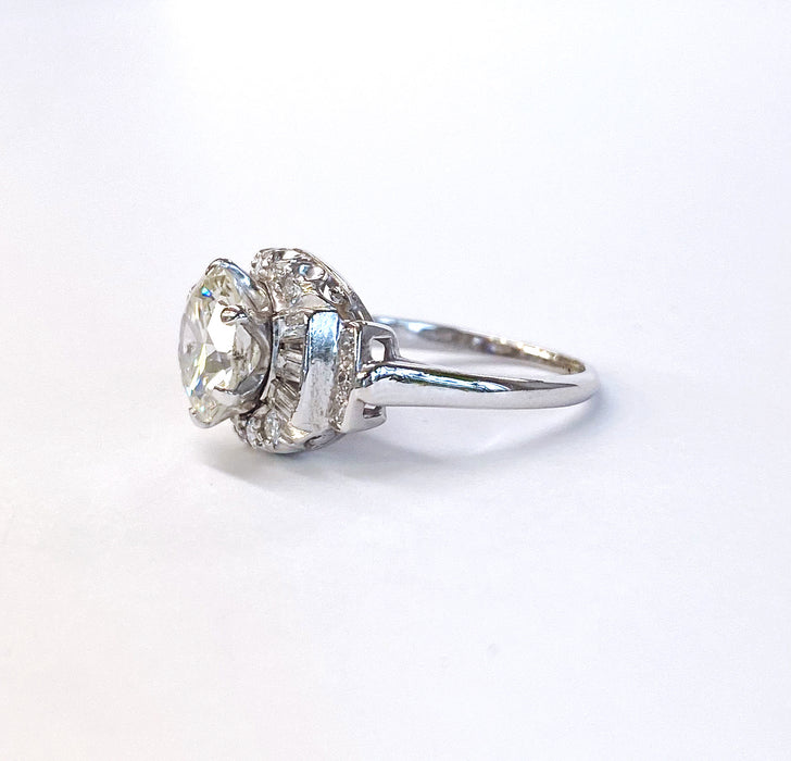 2.24 carat Retro Baguette Ring in 14k White Gold