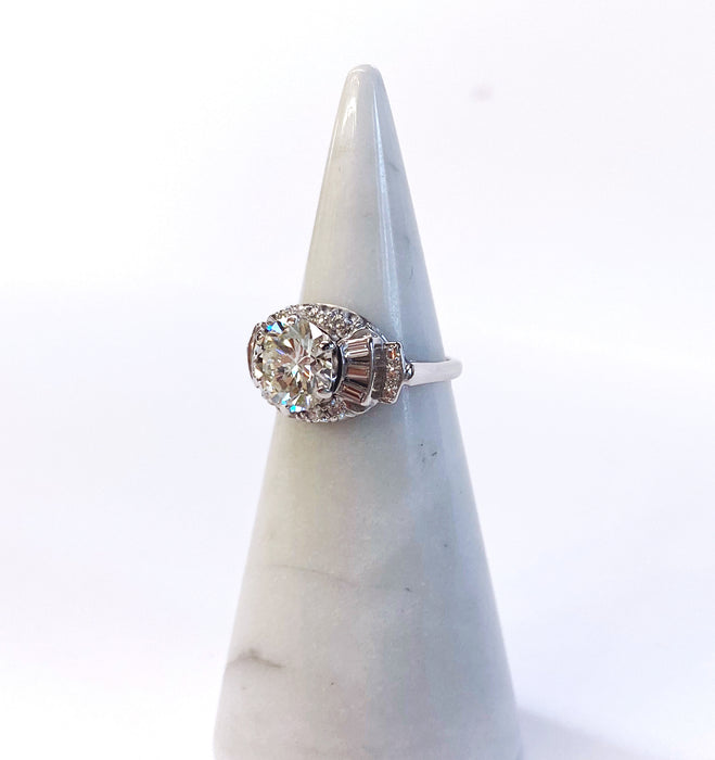 2.24 carat Retro Baguette Ring in 14k White Gold
