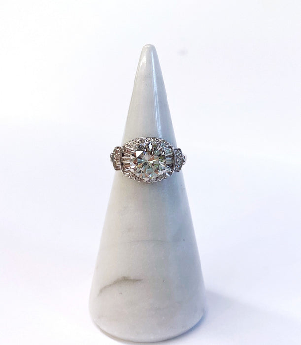 2.24 carat Retro Baguette Ring in 14k White Gold