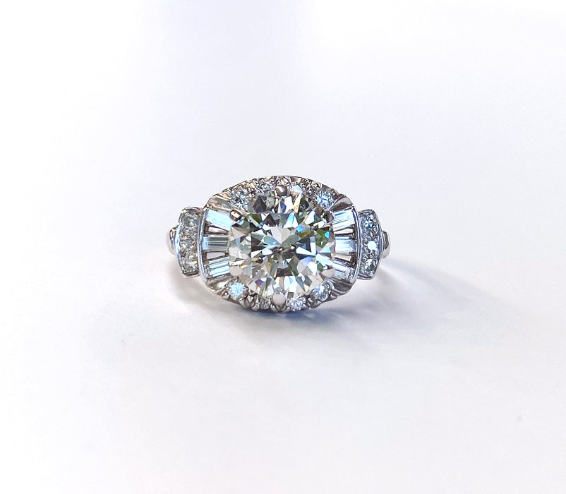 2.24 carat Retro Baguette Ring in 14k White Gold