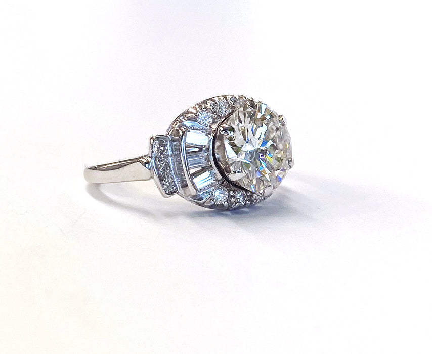 2.24 carat Retro Baguette Ring in 14k White Gold