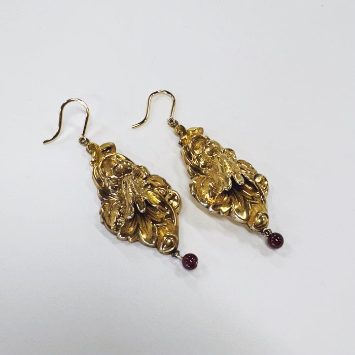 Victorian Yellow Gold and Garnet Earrings