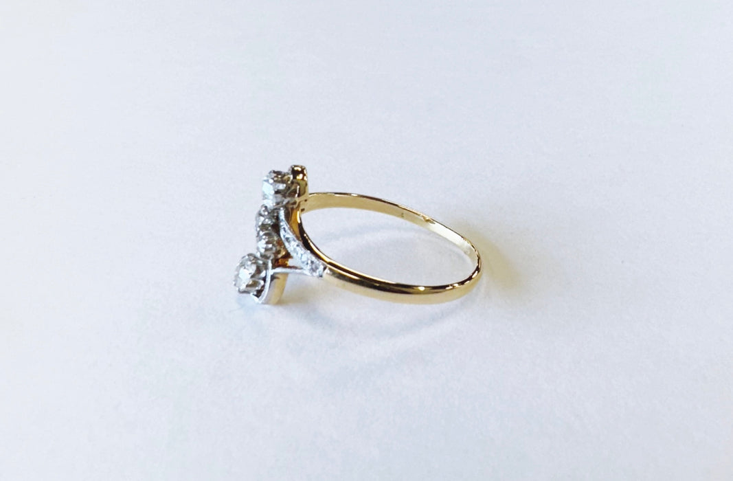 European & Rose Cut Diamond Twist Ring