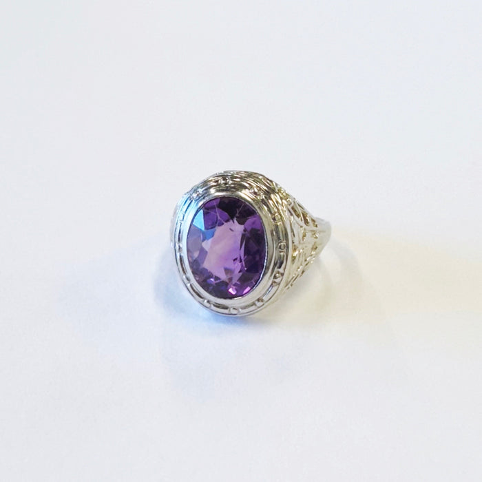 Bezel Set Amethyst Bezel Filigree Ring