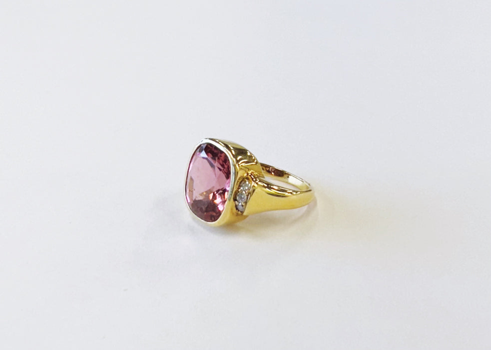Custom Pink Tourmaline Bezel Ring