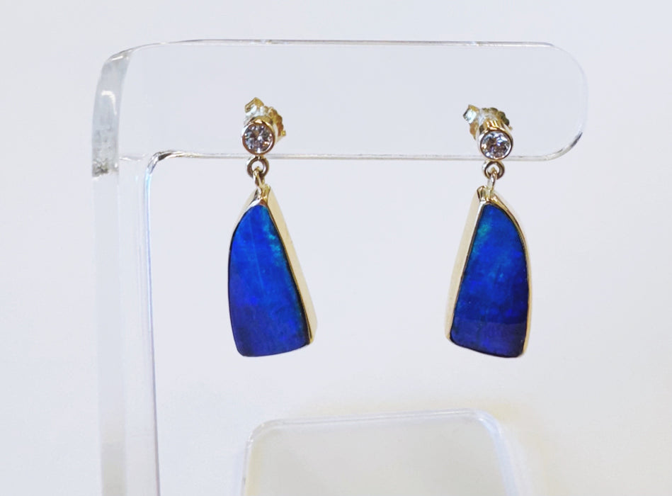 Custom Boulder Opal Bezel Earrings