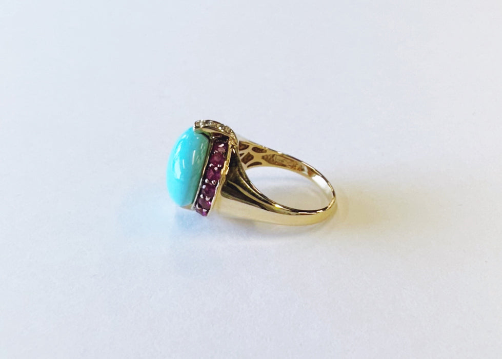Le Vian Turquoise Ruby Cabochon Ring