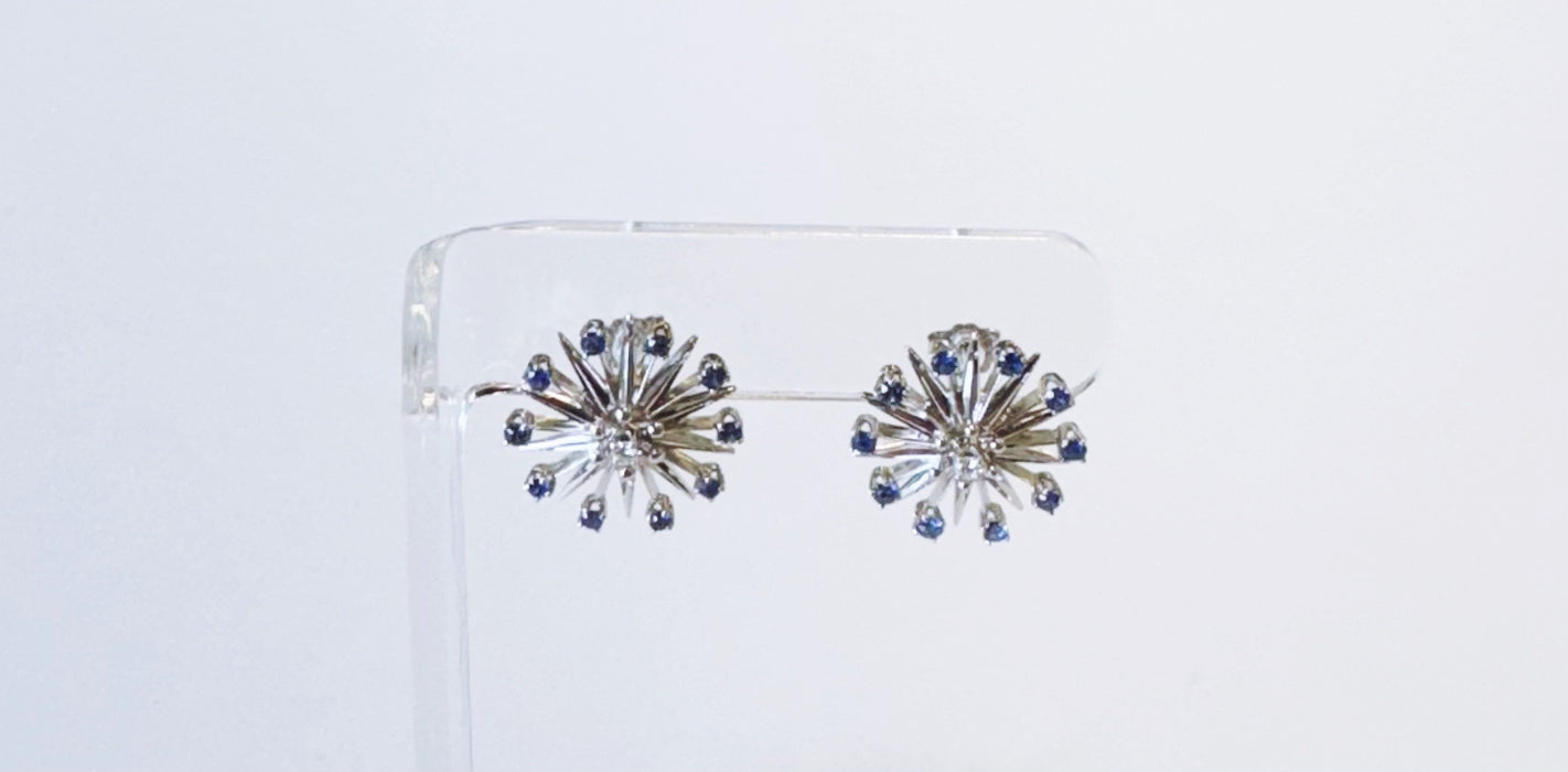 Mid Century Sapphire Starburst Earrings